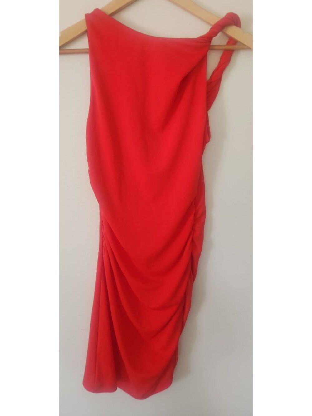 Zara Women's Sz. M Red Orange Ruched Thin Sleeve Mini Dress NWT